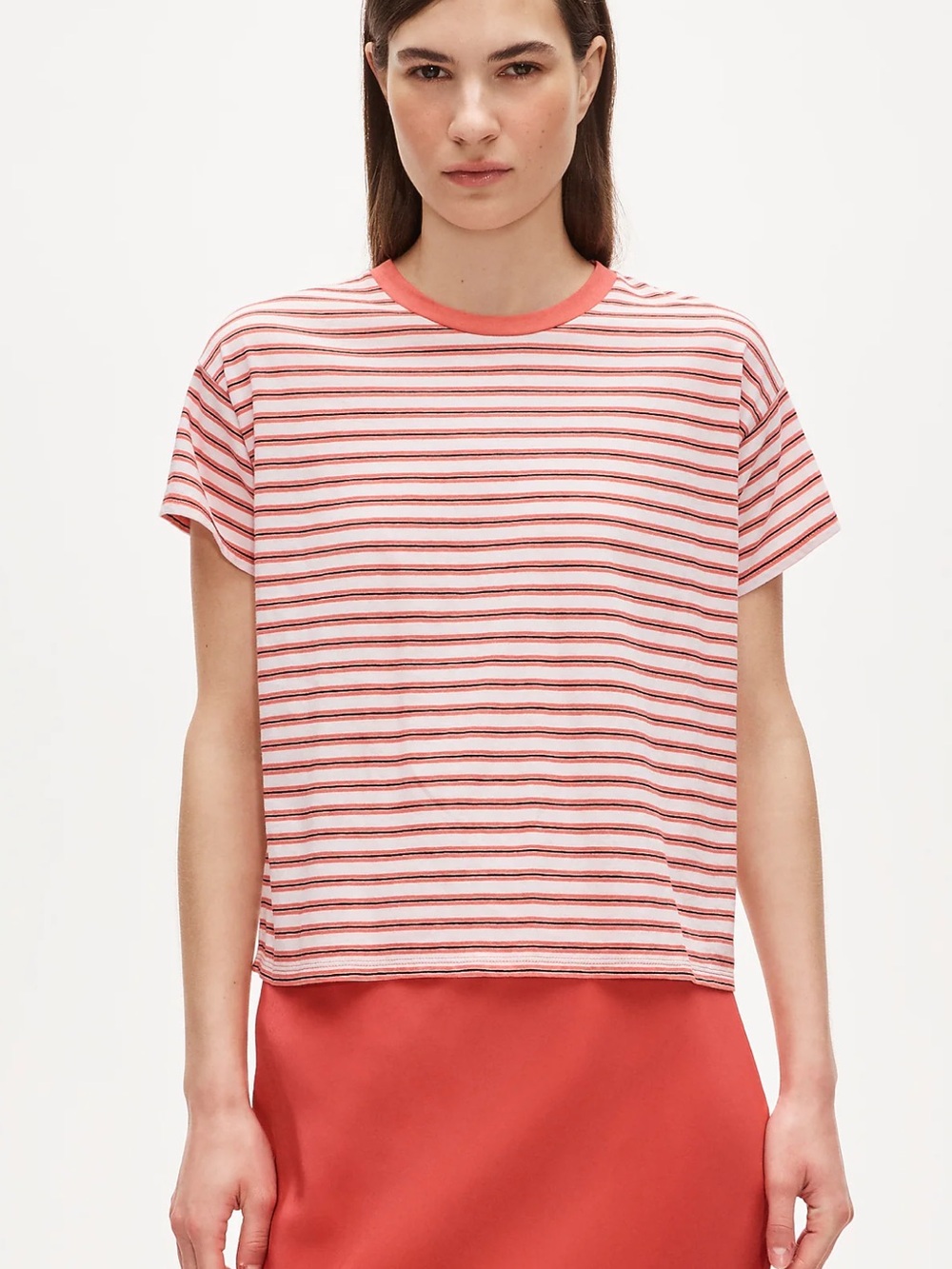 J.Crew Feather jersey cropped T-shirt in stripe size Medium